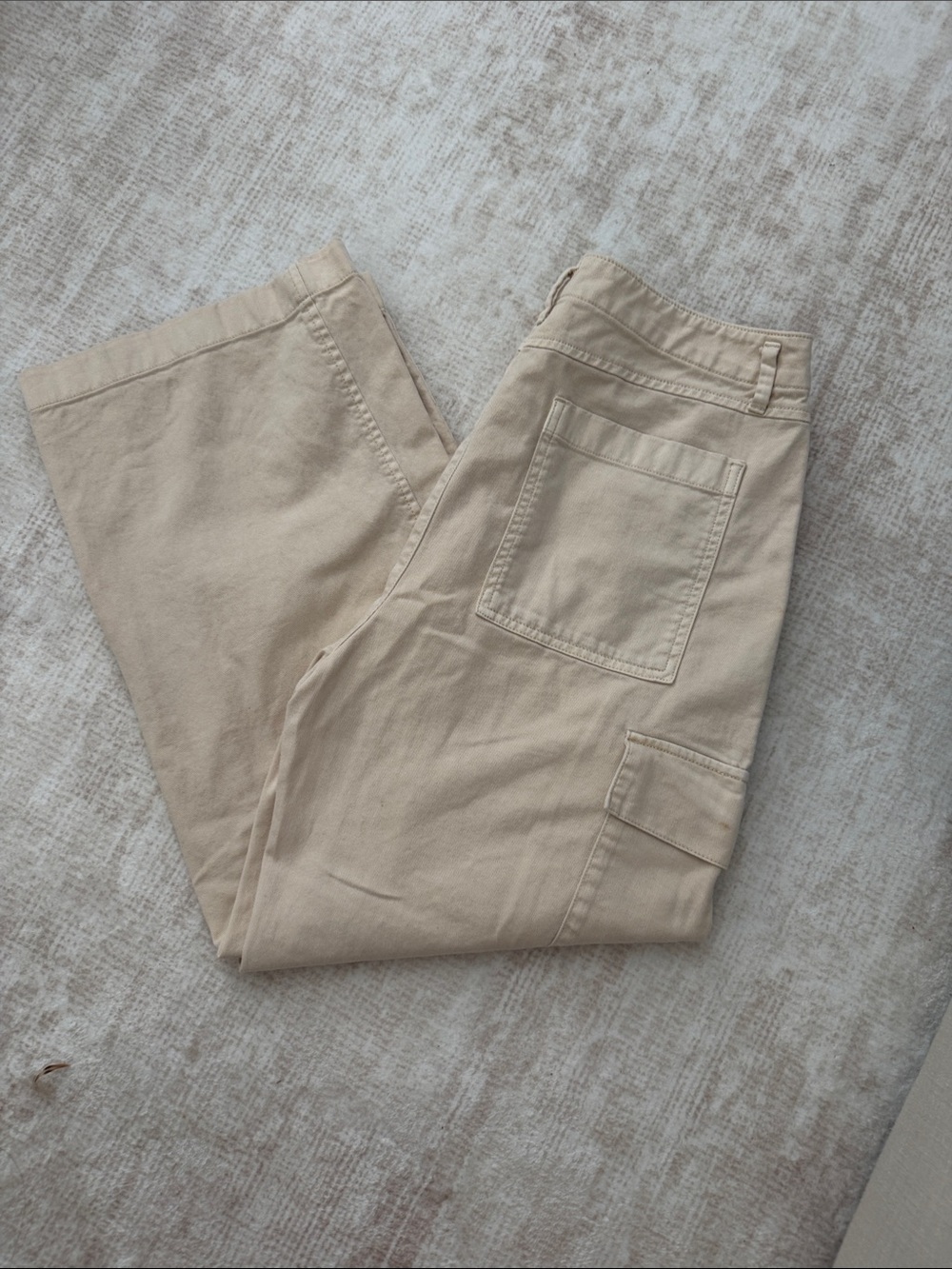 Gap Loose Khaki Cargo Pants Cream High Rise 100% Cotton Size 10P